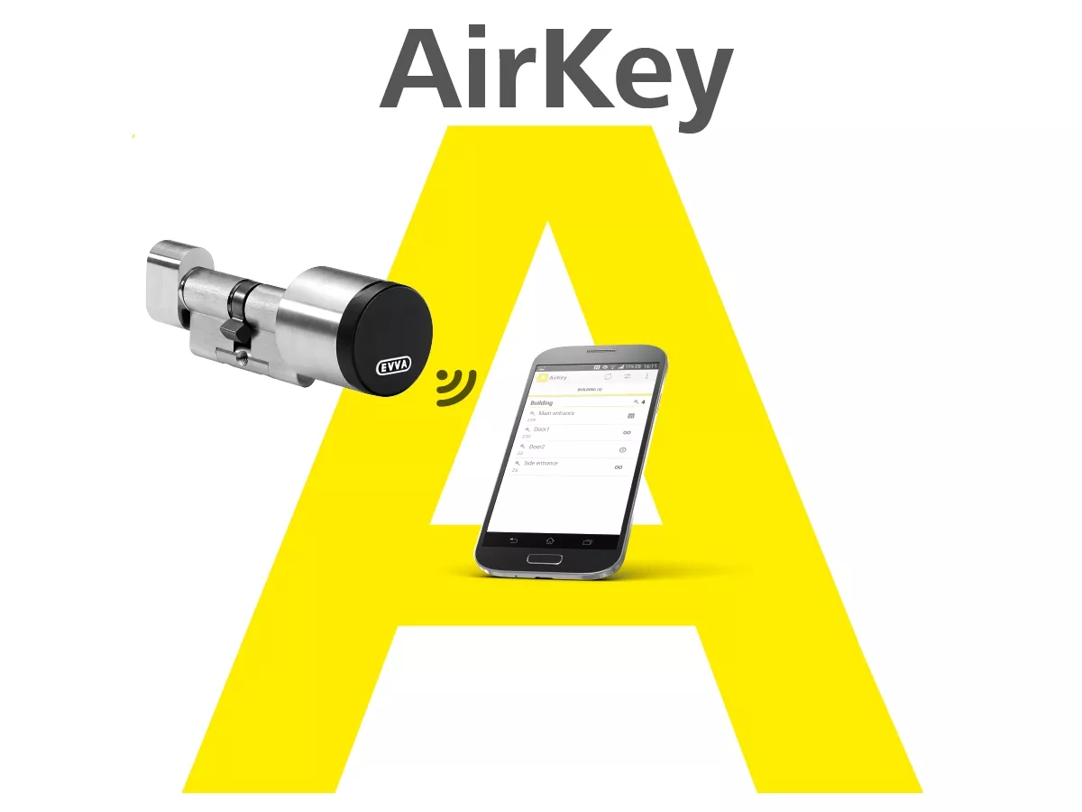 The logo of the AirKey locking system, a clear symbol of security and innovation. With its clear lines and modern design, it stands for reliable access and convenience.