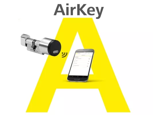 The logo of the AirKey locking system, a clear symbol of security and innovation. With its clear lines and modern design, it stands for reliable access and convenience.